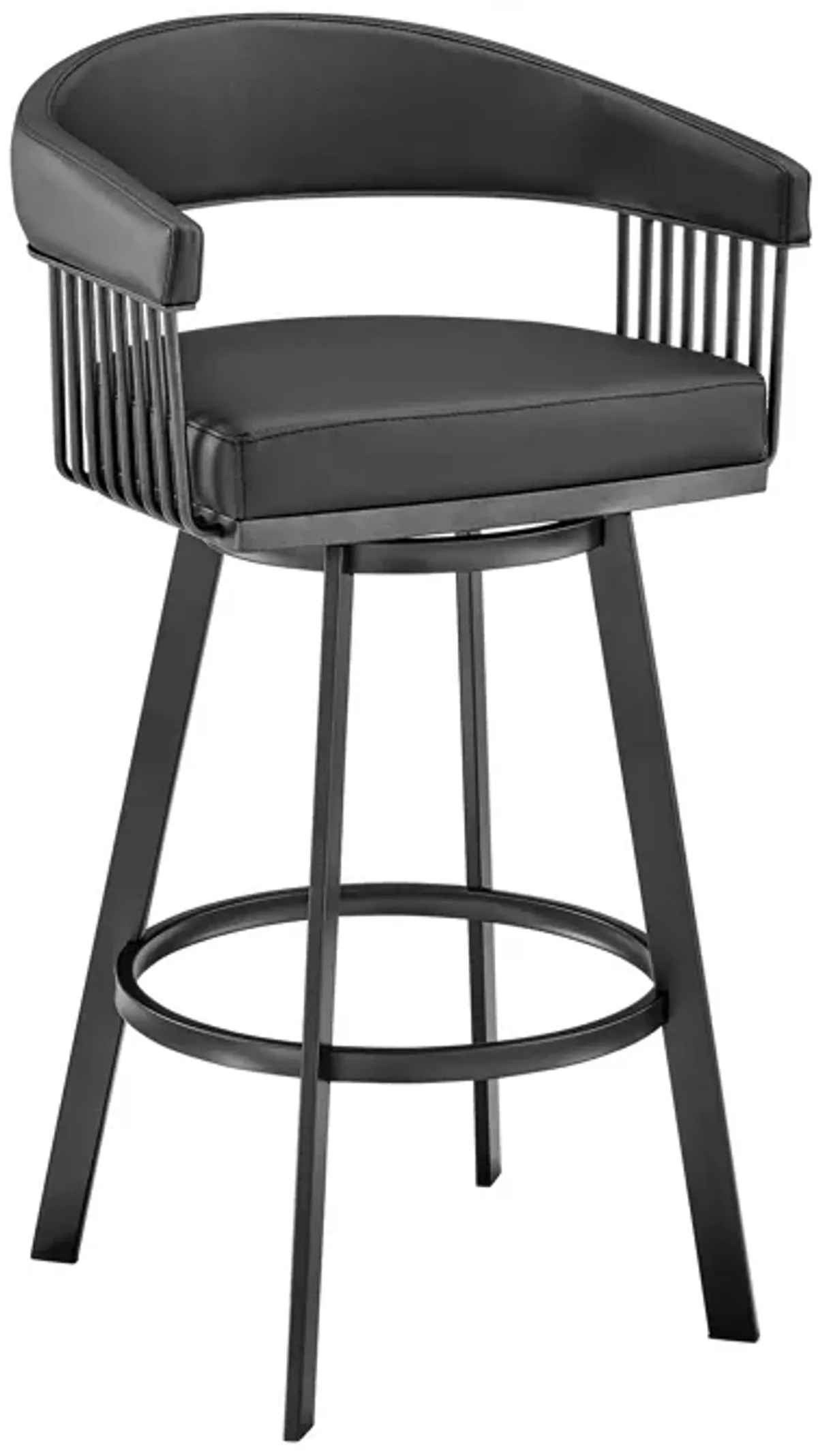 Chelsea  Counter Height Swivel Bar Stool in Black Finish and Gray Faux Leather