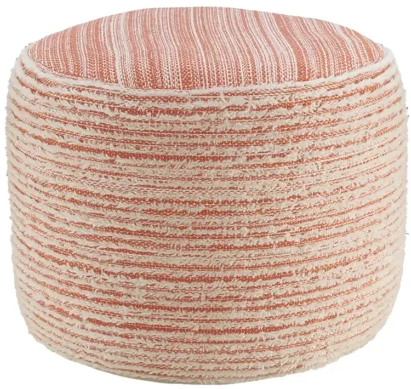 Durable Fabric Cylinder Striped Pouf Ottoman – Accent Floor Cushion for Living Room
