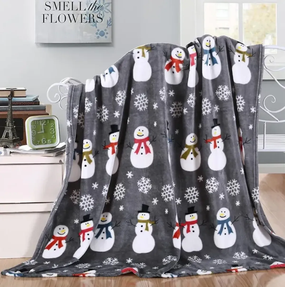 Plazatex MicroPlush Gray Printed Holiday Throw Blanket - 50x60", Multi