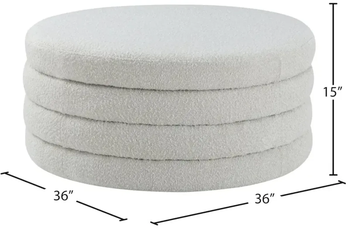 Meridian Furniture Aphia Cream Boucle Fabric Ottoman/Coffee Table