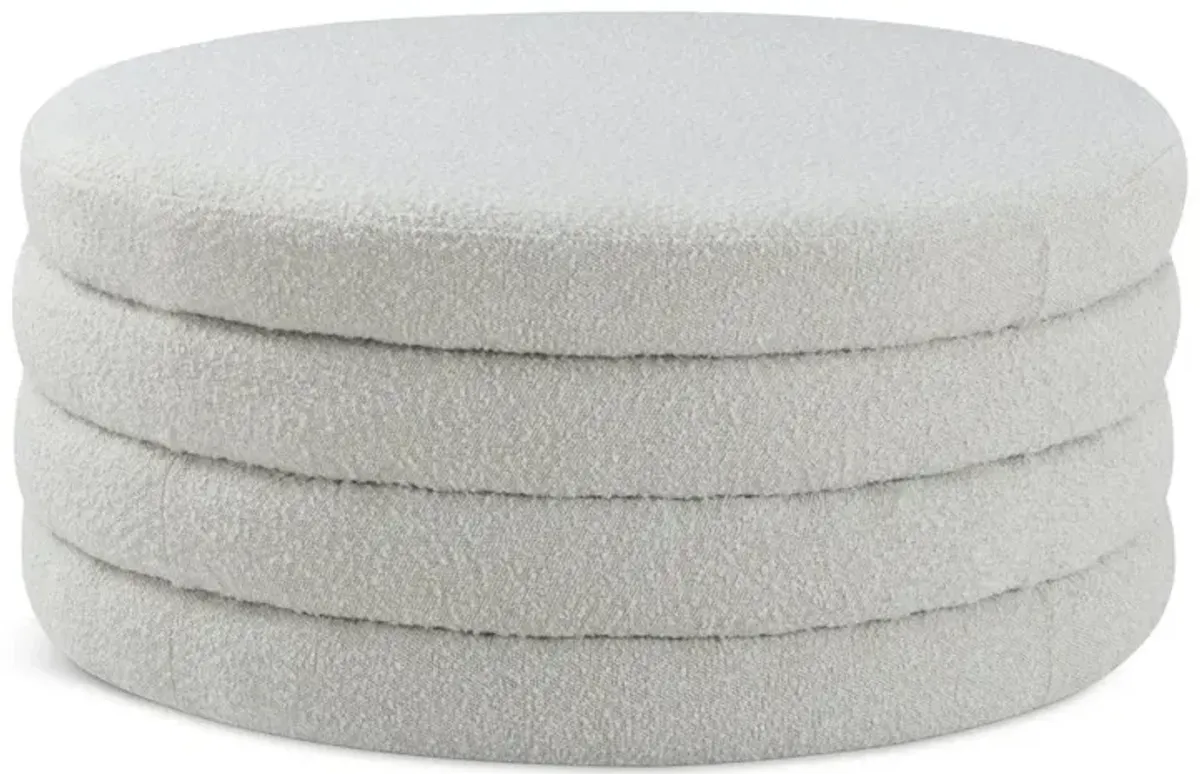 Meridian Furniture Aphia Cream Boucle Fabric Ottoman/Coffee Table