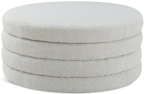 Meridian Furniture Aphia Cream Boucle Fabric Ottoman/Coffee Table
