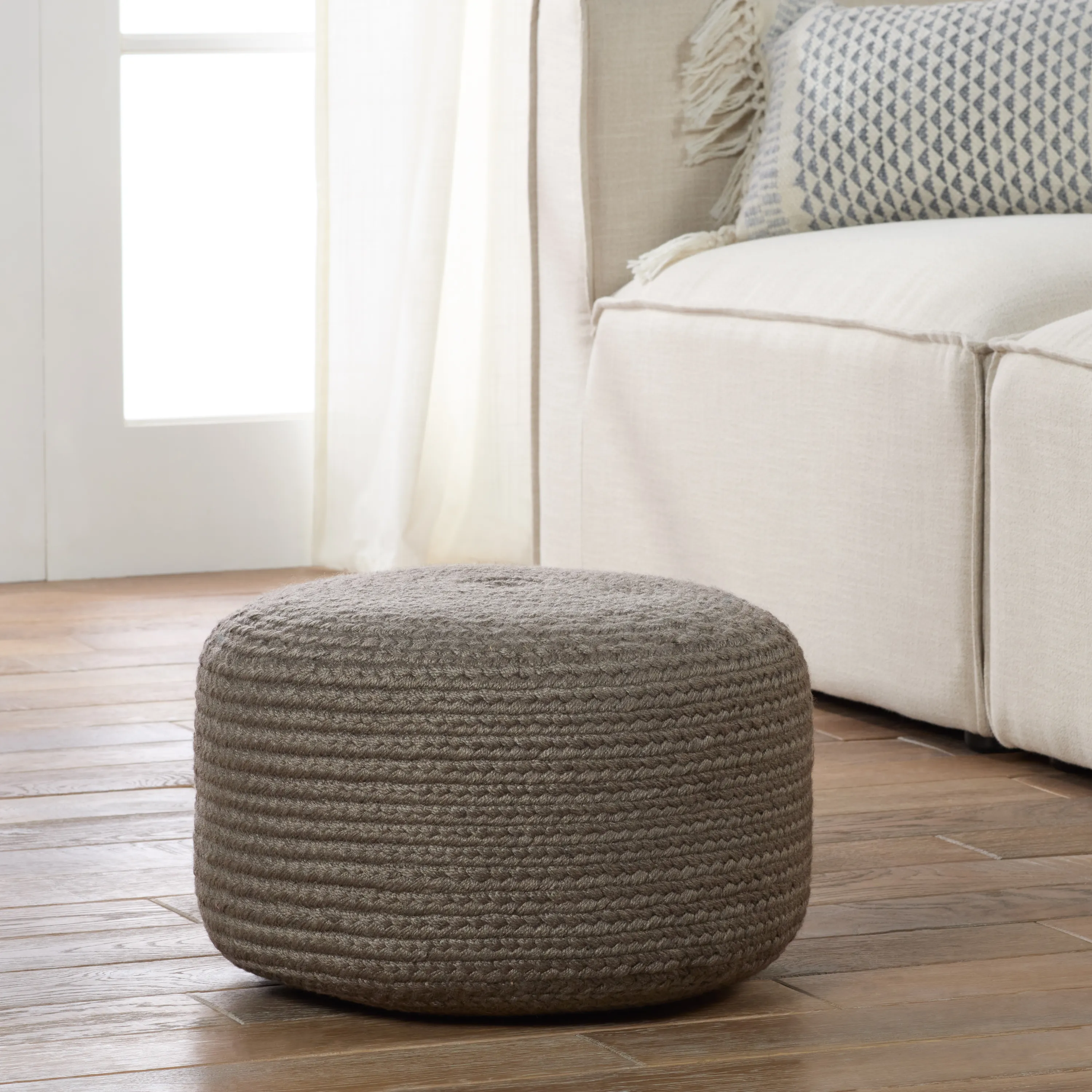 Saba Solar Pouf in Gargoyle