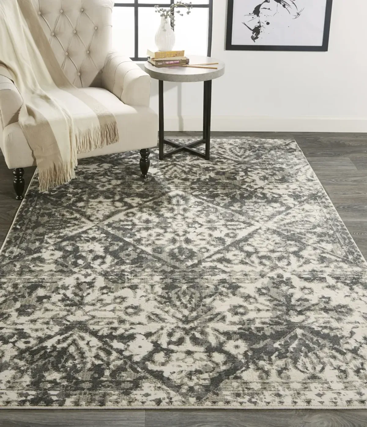 Kano 3876F Gray/Ivory/Silver 2'7" x 8' Rug