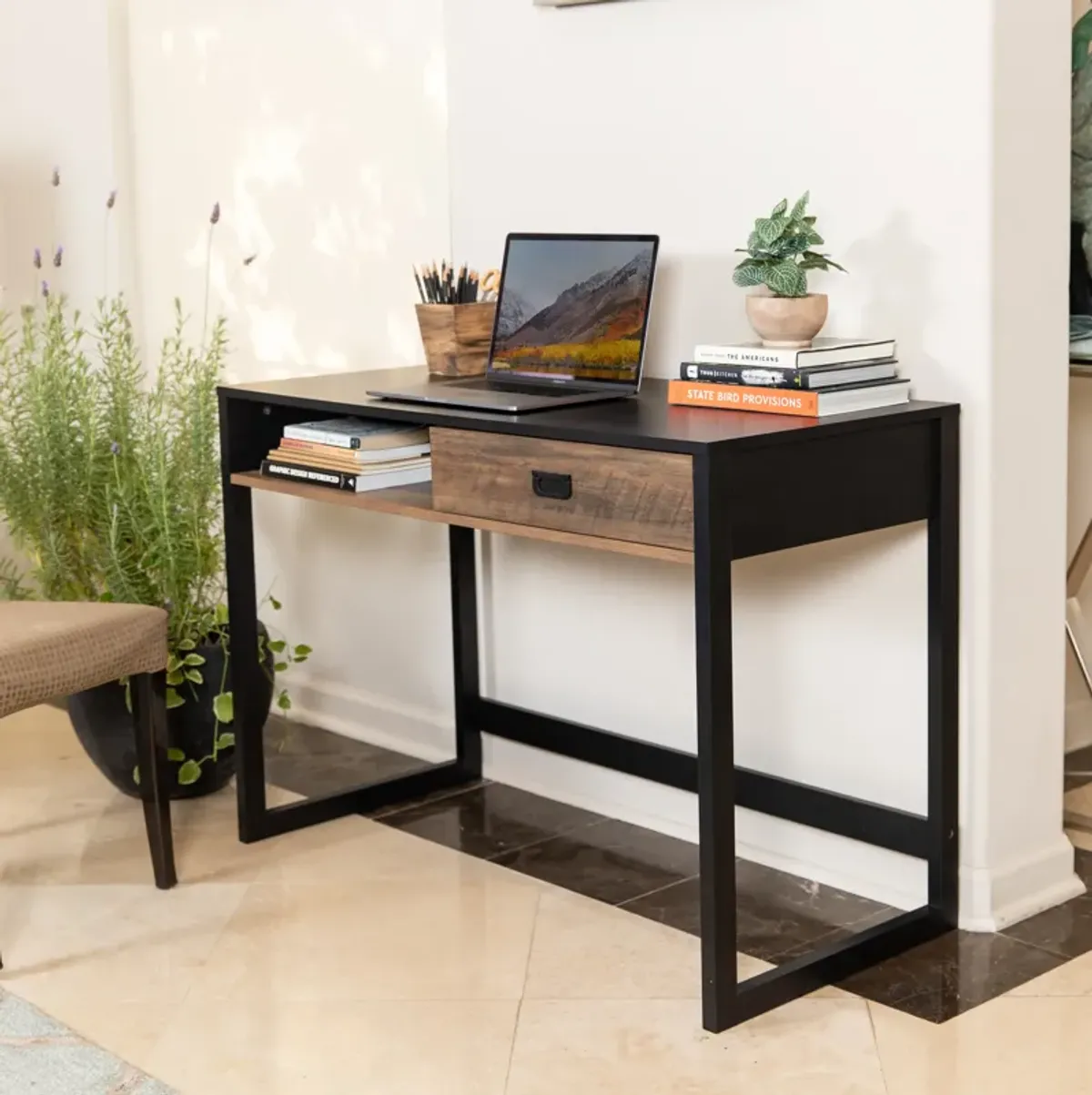 Oslo Contemporary Studio Workstation Desk with Drawer