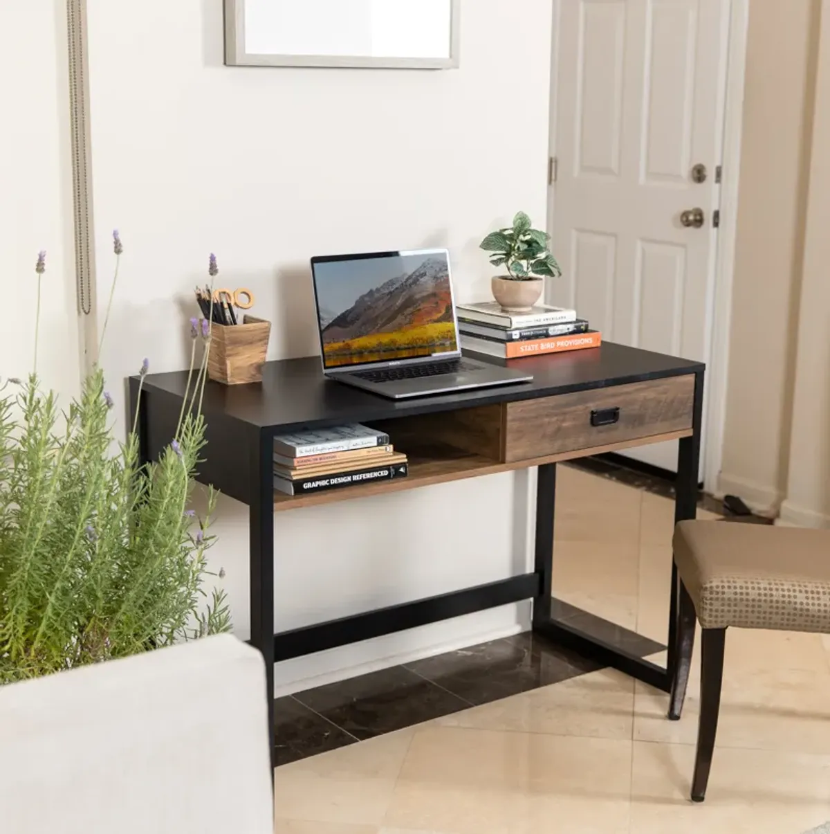 Oslo Contemporary Studio Workstation Desk with Drawer