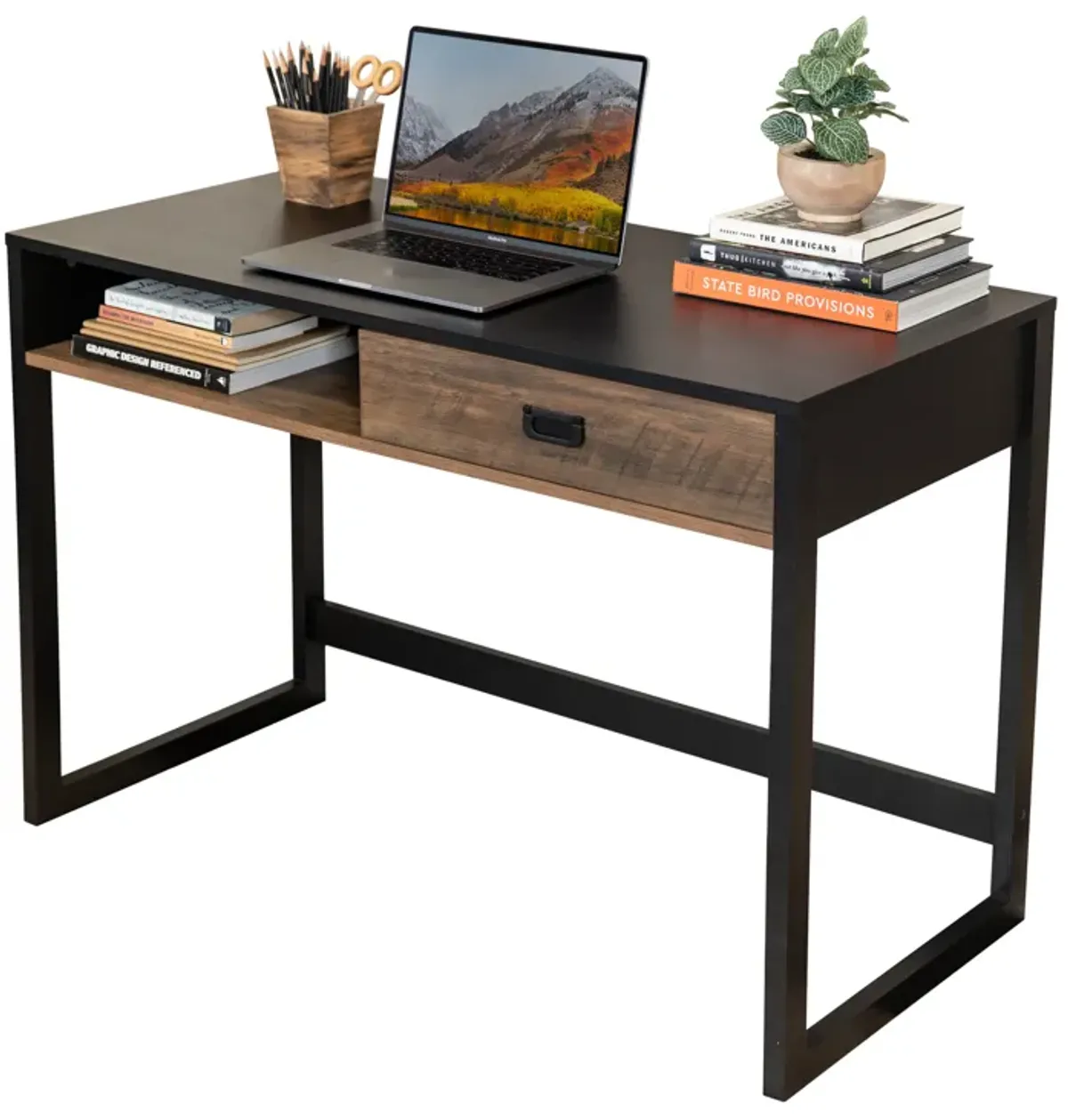 Oslo Contemporary Studio Workstation Desk with Drawer