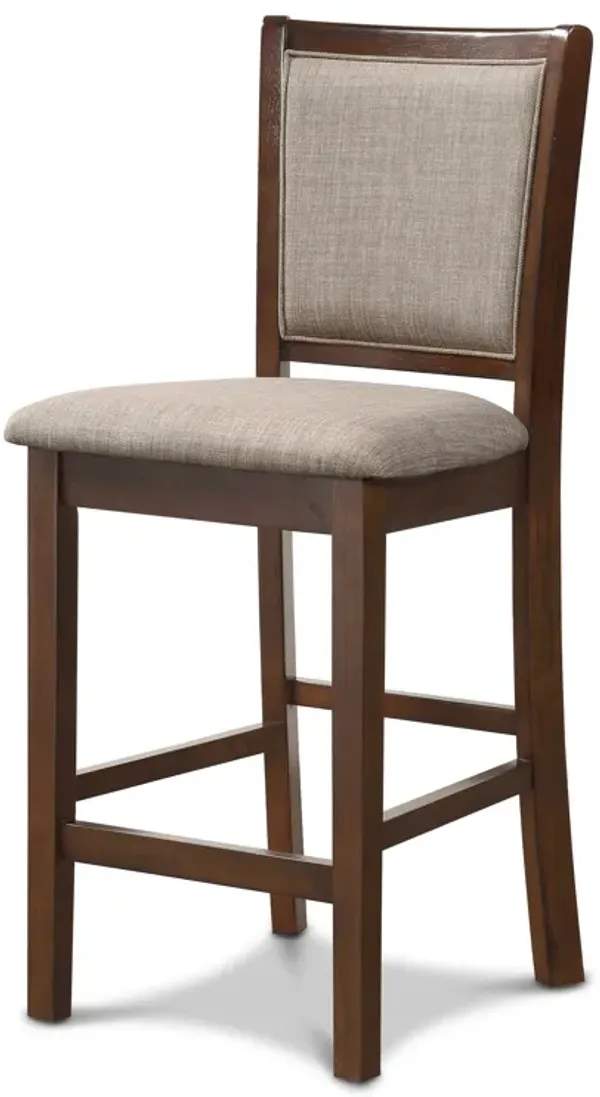 Han Counter Chair Set of 2, Light Brown, Cherry Brown Solid Wood - Benzara