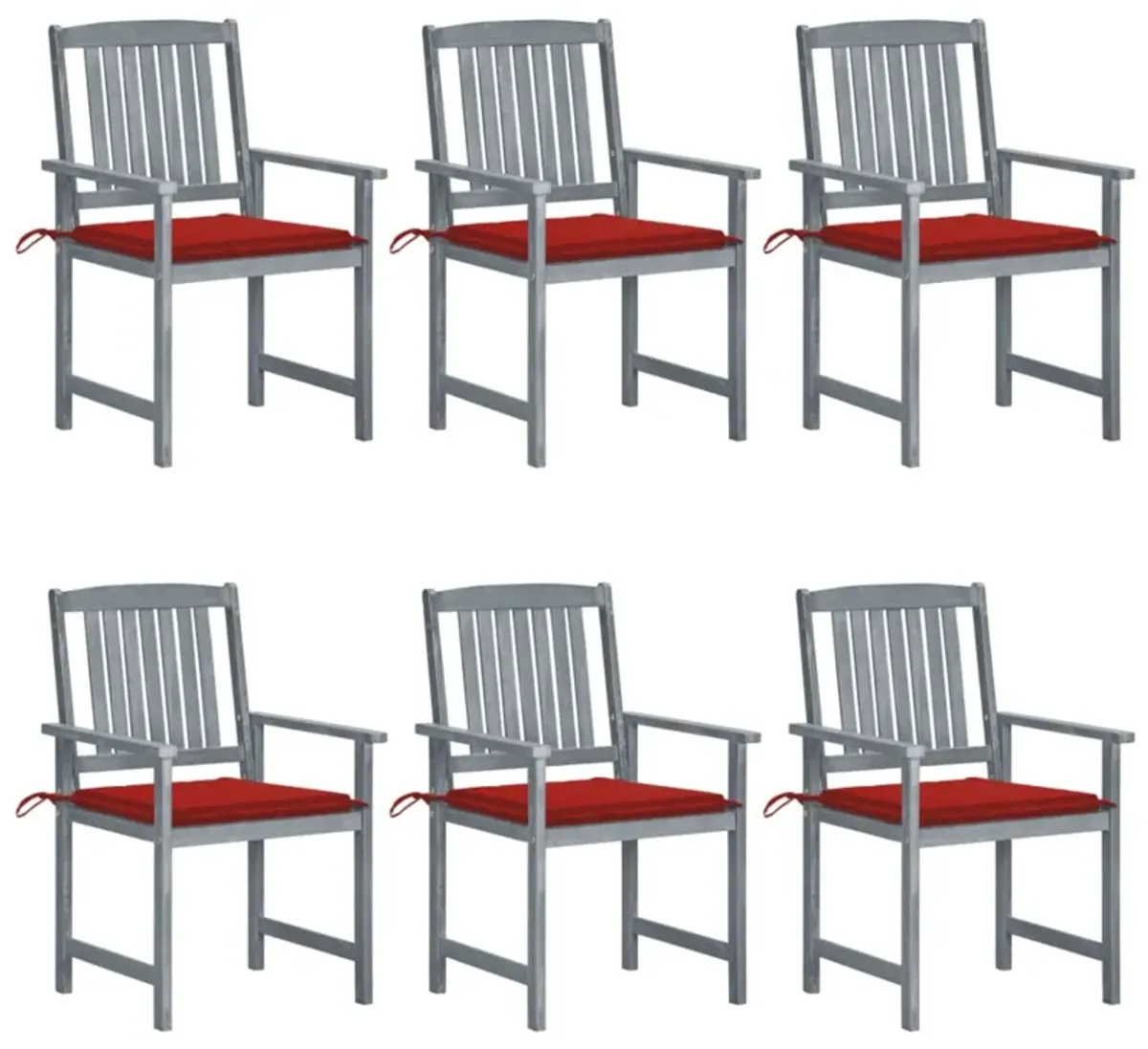 vidaXL Patio Chairs with Cushions 6 pcs Solid Acacia Wood Gray