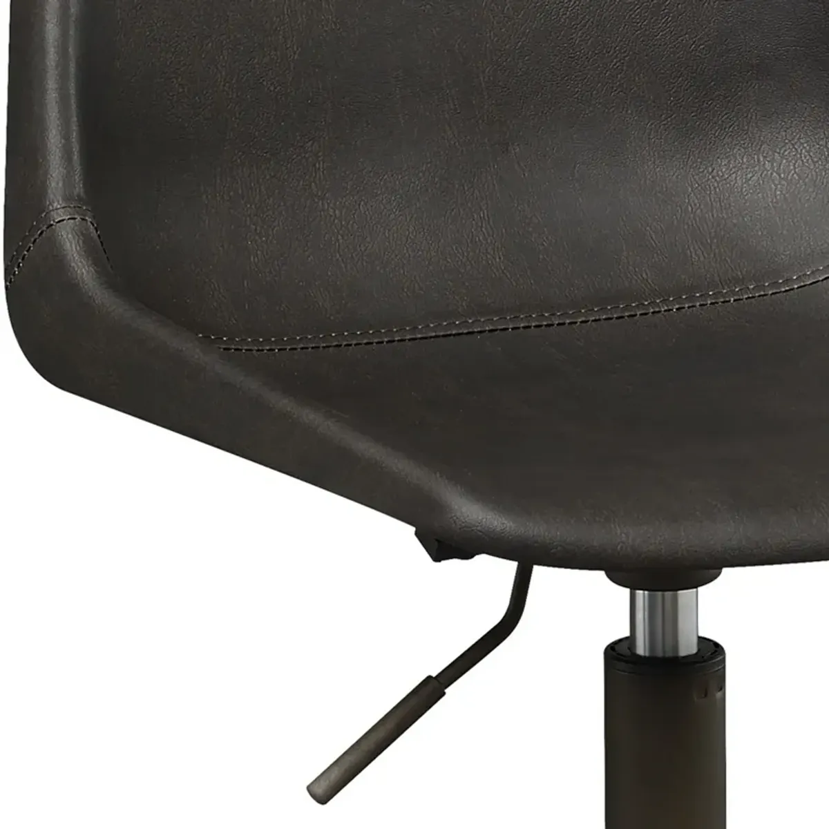 Fabric Office Chair with Curved Back and Contrast Stitching, Brown-Benzara