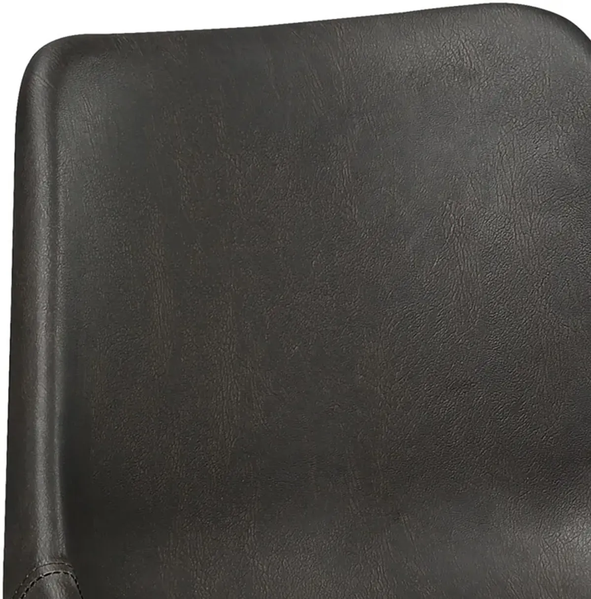 Fabric Office Chair with Curved Back and Contrast Stitching, Brown-Benzara