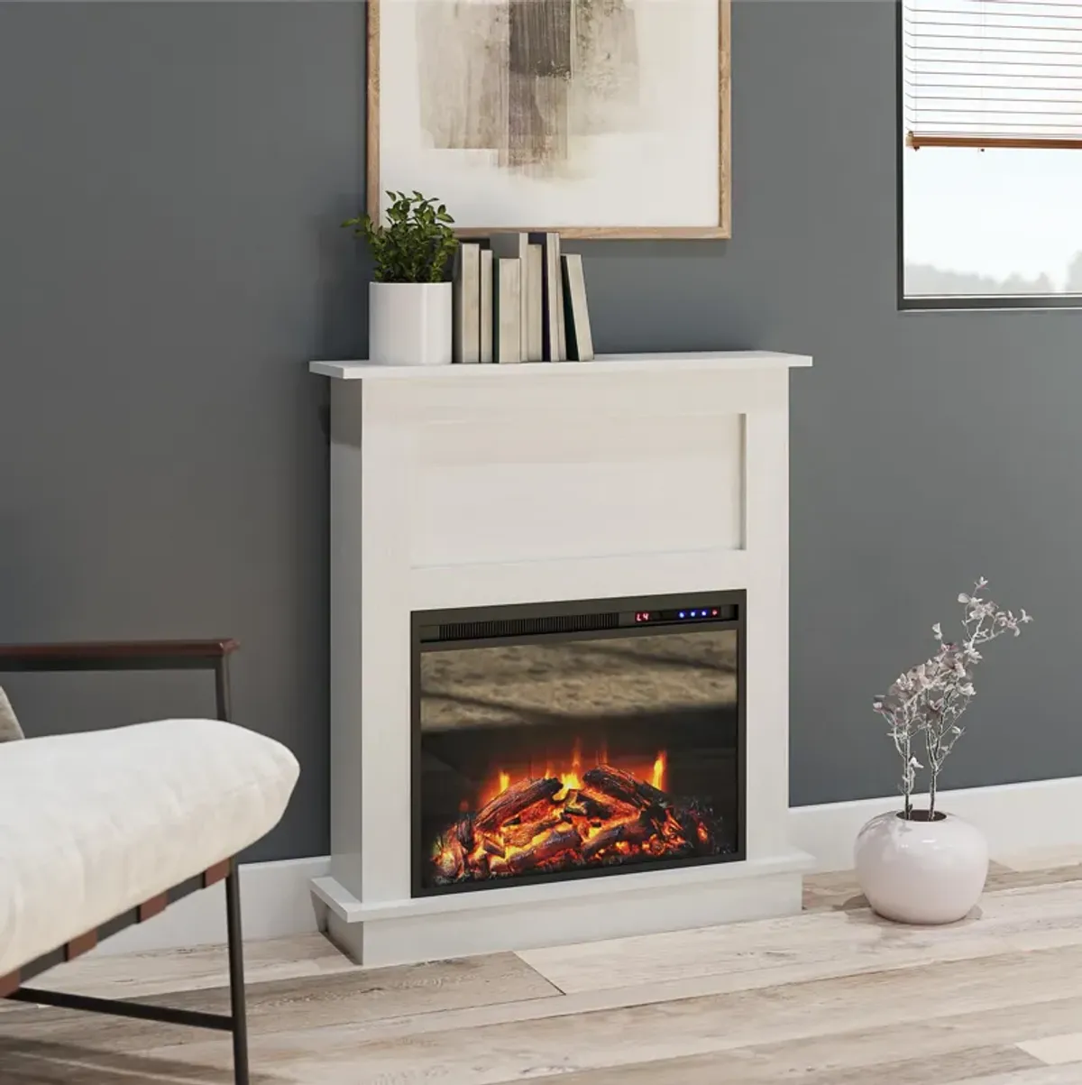 Ameriwood Home Ellsworth Fireplace Space Heater with Mantel