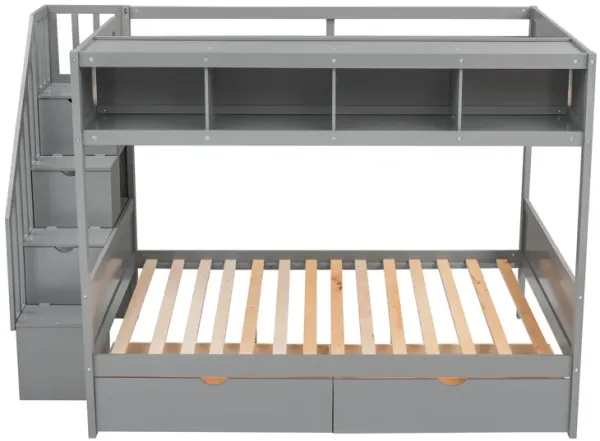 Merax Bunk Bed with Shelves  and Storage Staircase