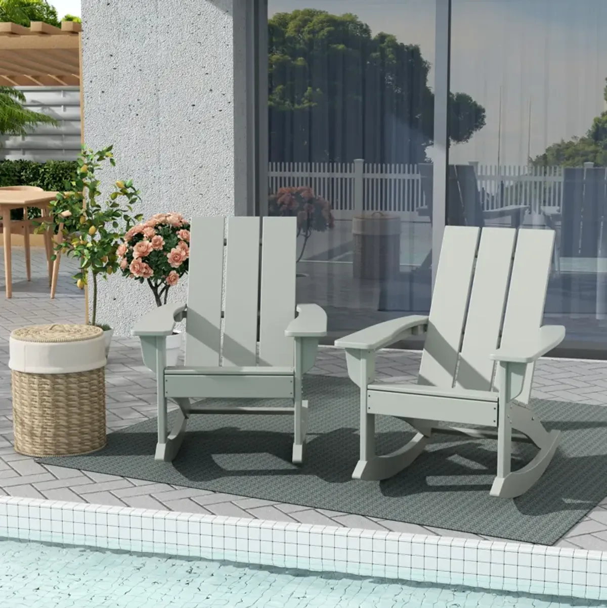 WestinTrends Modern Adirondack Outdoor Rocking Chair (Set of 2)