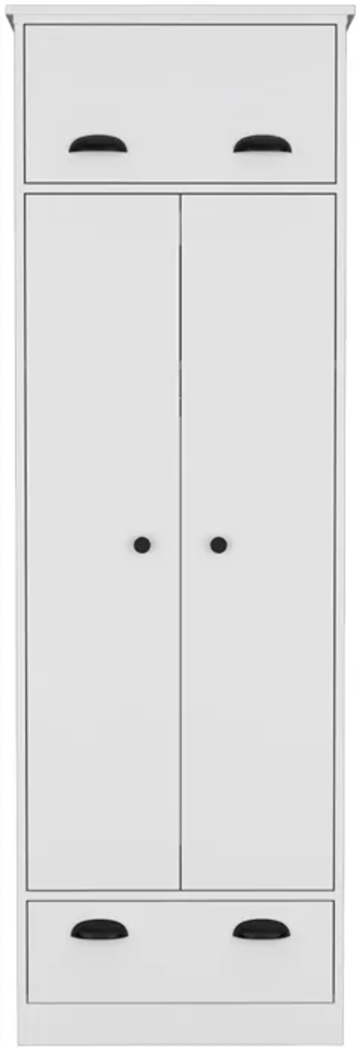 Falkland Armoire with 1 Drawer and 1 Hinged Drawer with Handles -Black