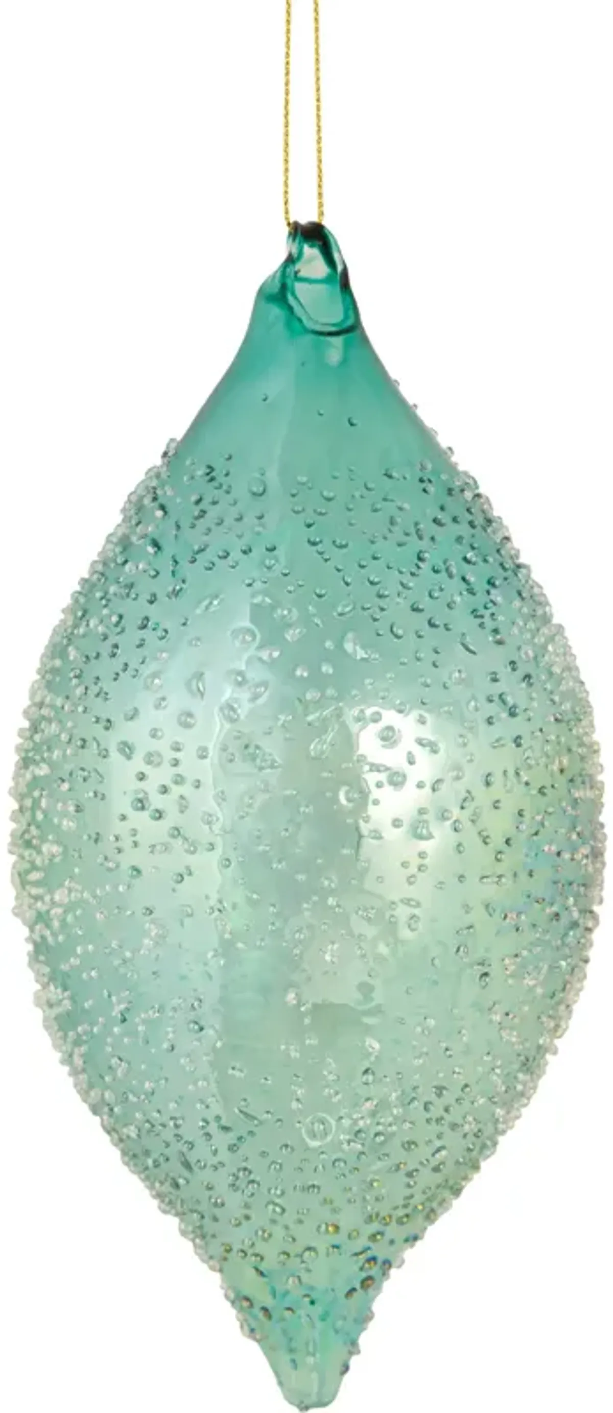 7" Transparent Blue Textured Glass Finial Christmas Ornament