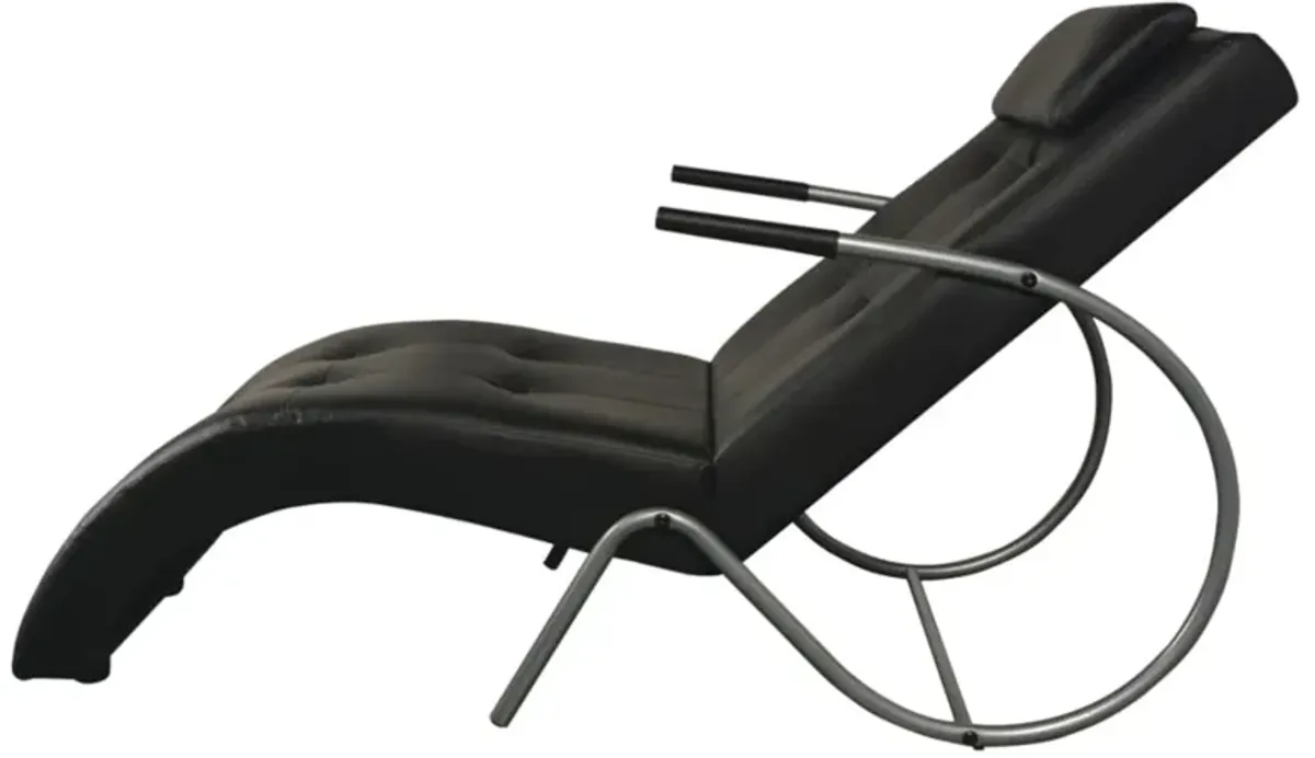 vidaXL Chaise Longue with Pillow Black Faux Leather