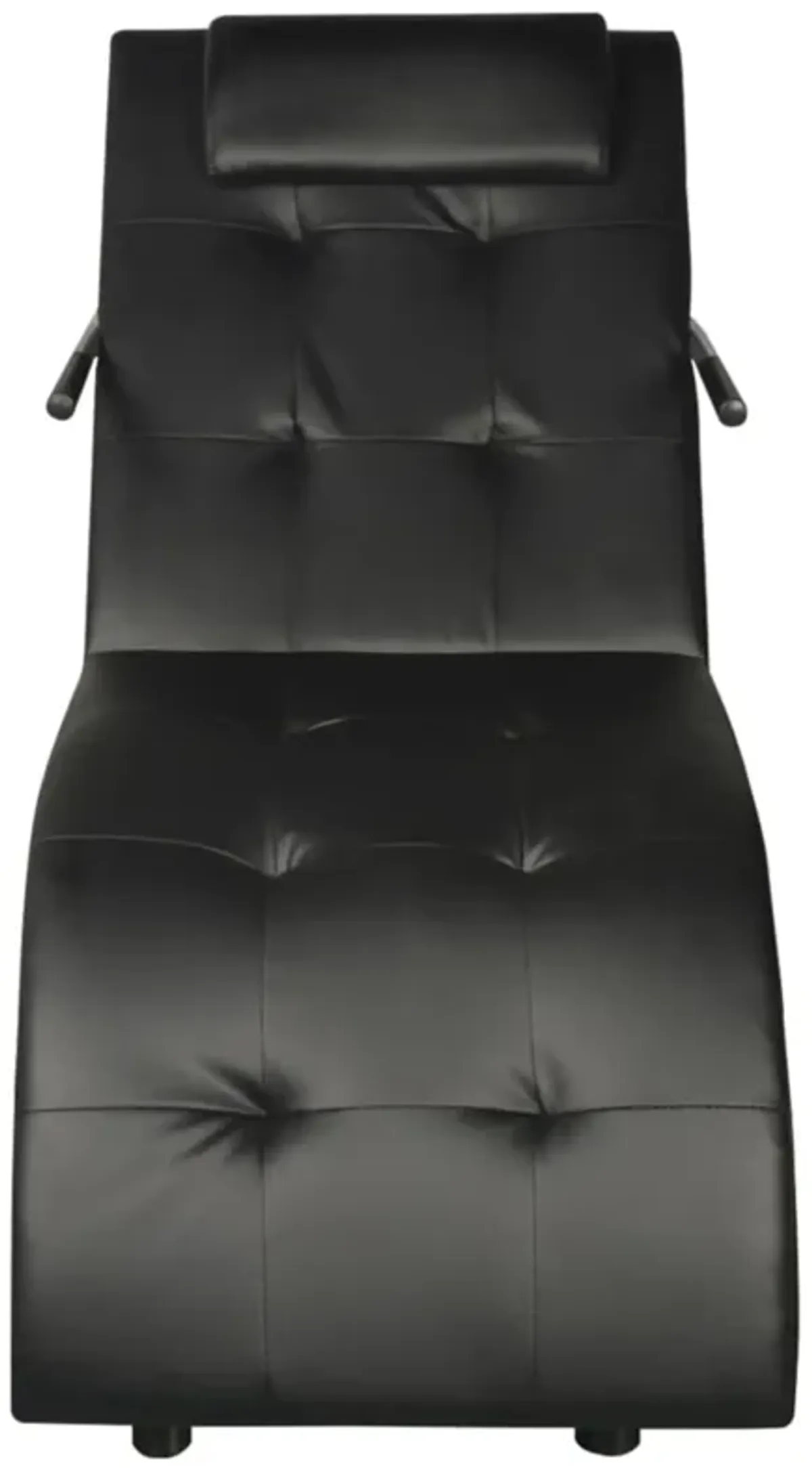 vidaXL Chaise Longue with Pillow Black Faux Leather