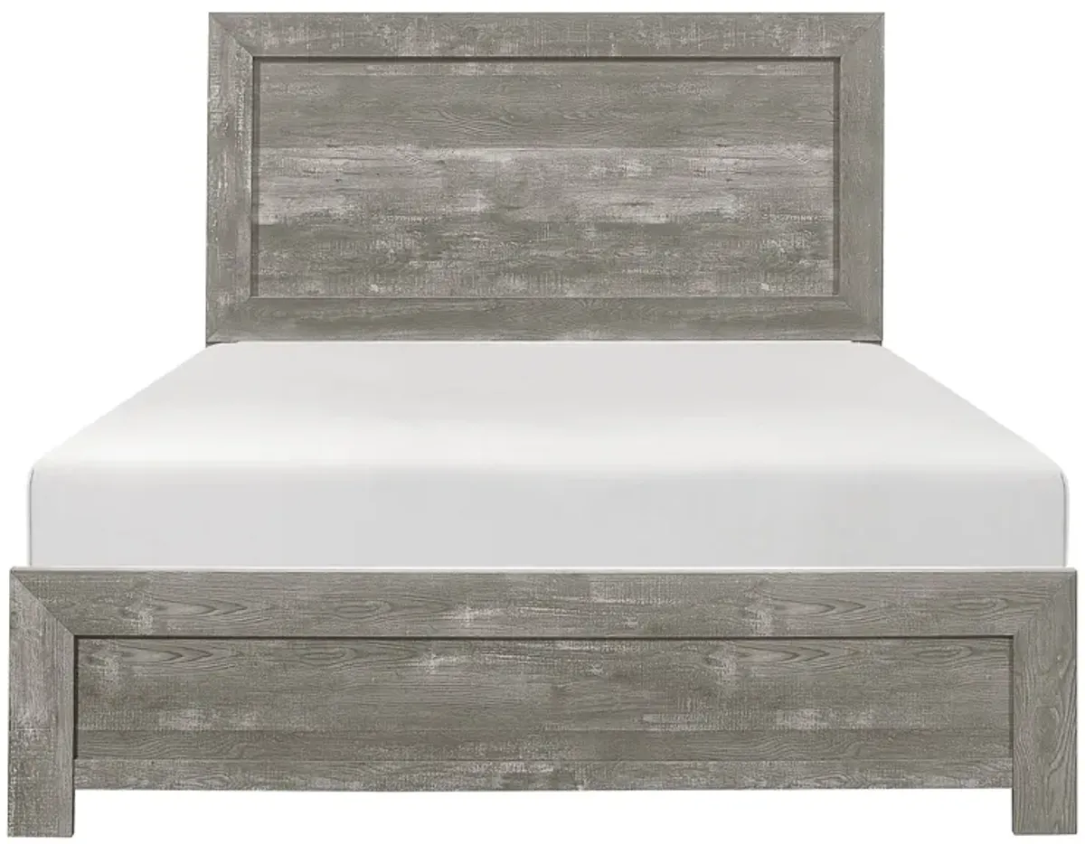 Eby King Size Bed, Rustic Farmhouse Style, Gray Finish Wood Veneer - Benzara