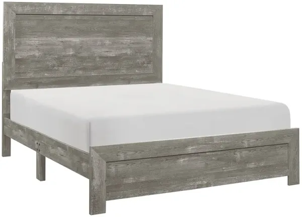 Eby King Size Bed, Rustic Farmhouse Style, Gray Finish Wood Veneer - Benzara