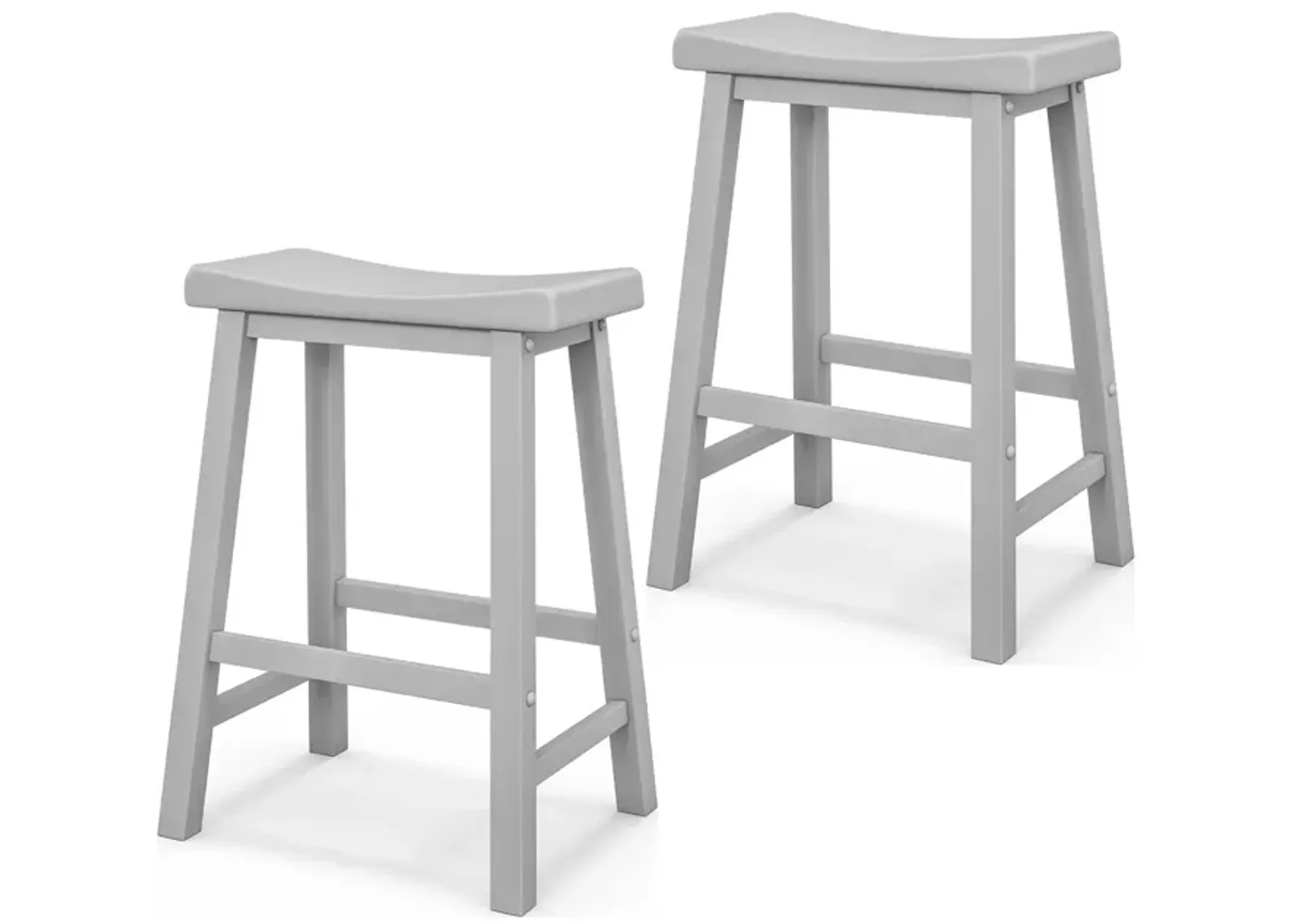 Set of 2 24 Inch Counter Height Stools with Solid Wood Legs