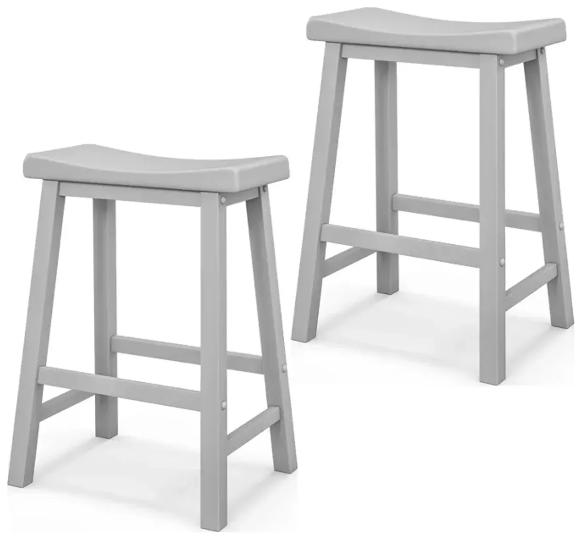 Set of 2 24 Inch Counter Height Stools with Solid Wood Legs