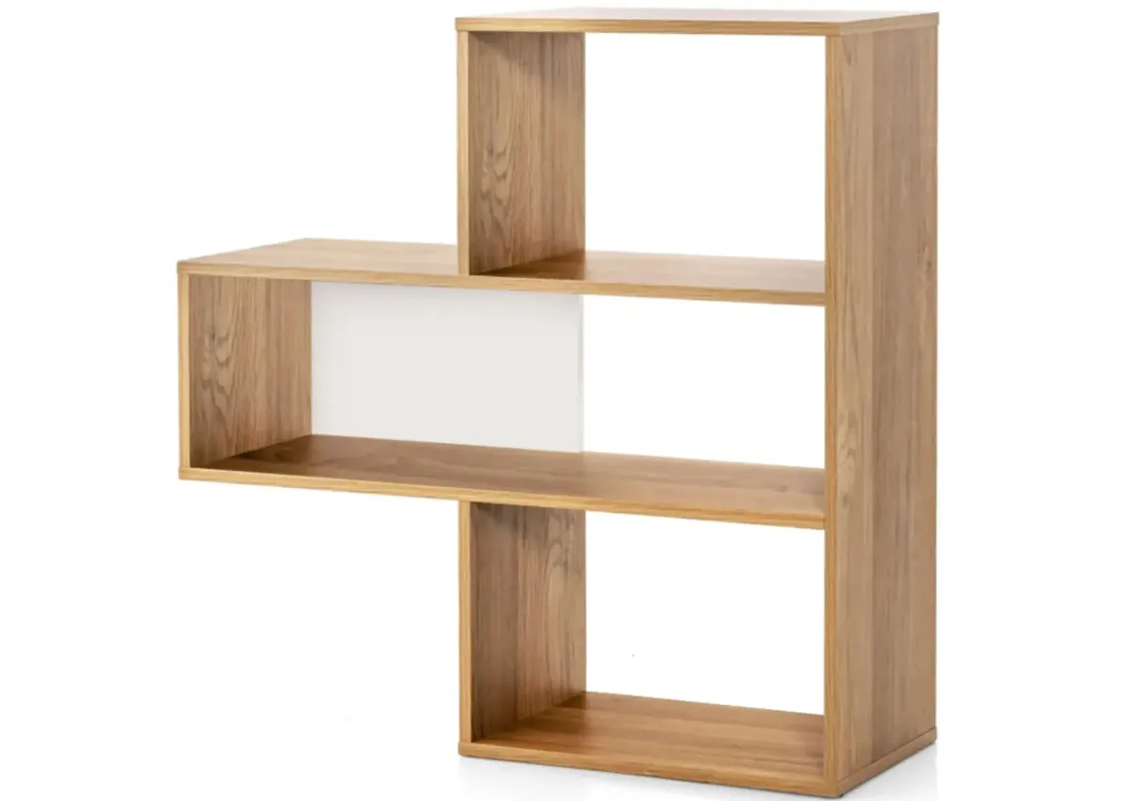 Hivvago Convex Bookshelf 3-Shelf Open Bookcase Room Organizer with Anti-Toppling Device