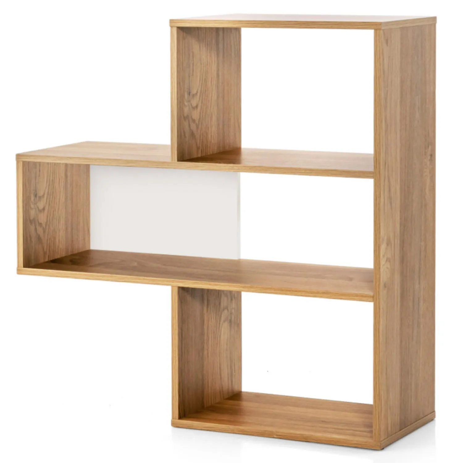 Hivvago Convex Bookshelf 3-Shelf Open Bookcase Room Organizer with Anti-Toppling Device