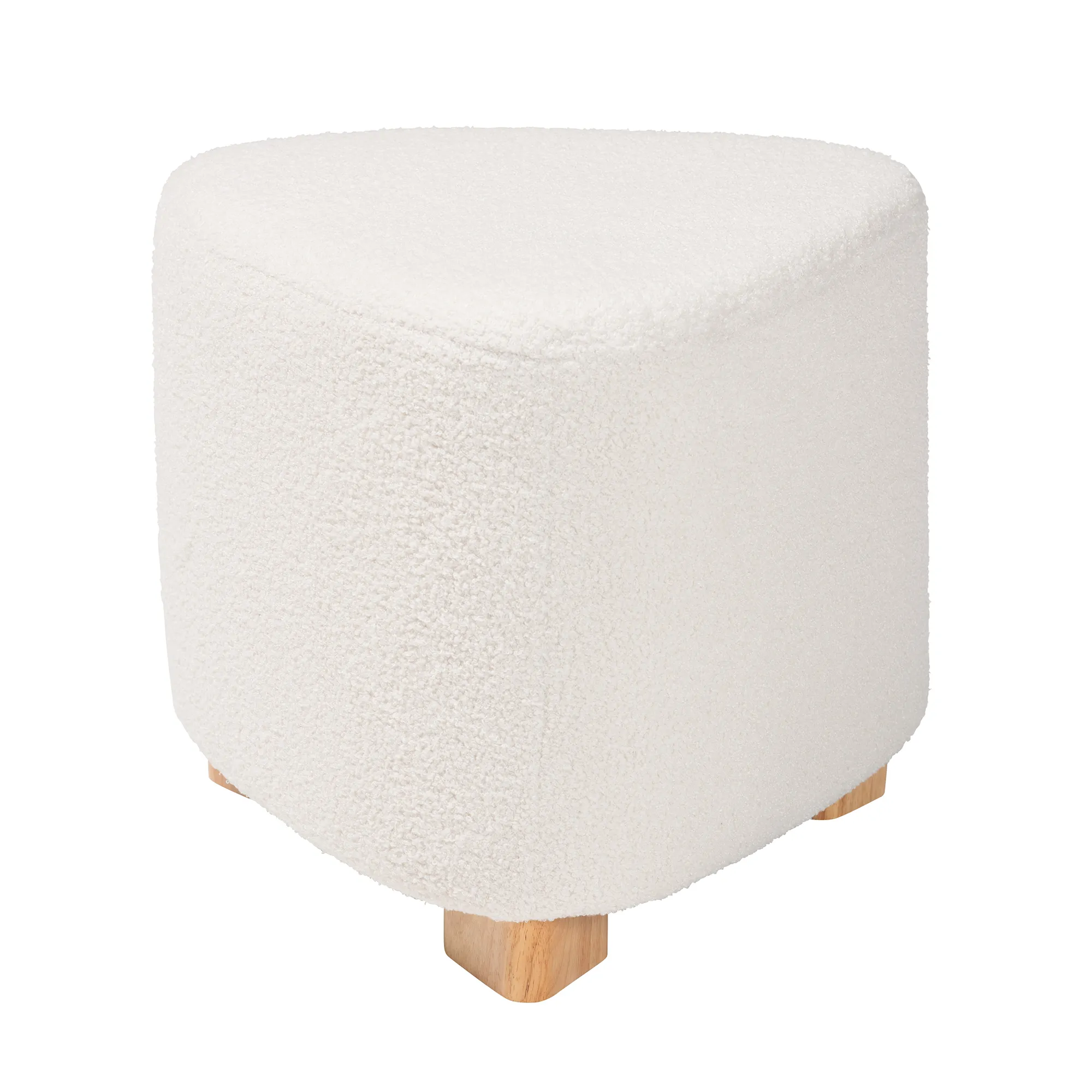 Baxton Studio Brielle Modern and Contemporary Ivory Boucle Upholstered and Natural Brown Finished Wood Ottoman