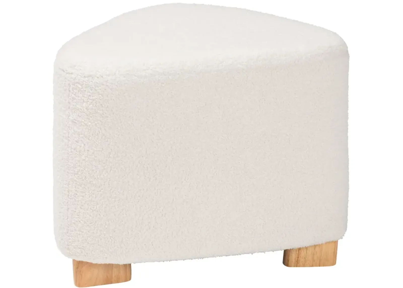 Baxton Studio Brielle Modern and Ivory Boucle Upholstered and Natural Brown Finished Ottoman