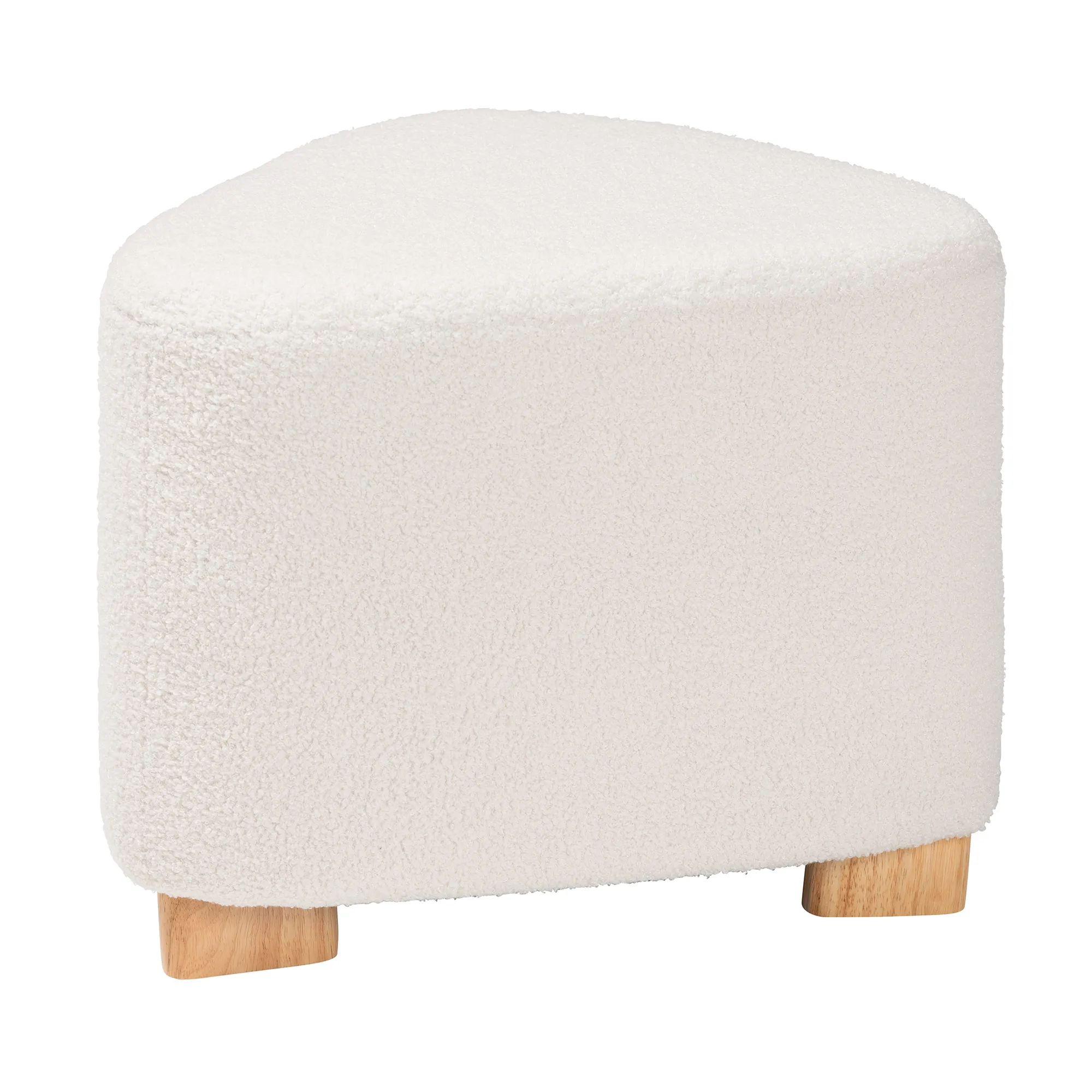 Baxton Studio Brielle Modern and Contemporary Ivory Boucle Upholstered and Natural Brown Finished Wood Ottoman