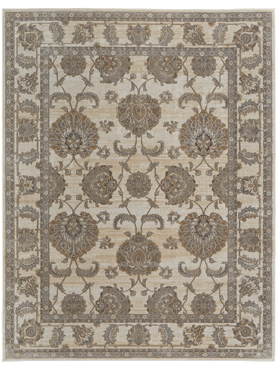 Celene 39KZF Tan/Ivory/Brown 7'9" x 7'9" Round Rug