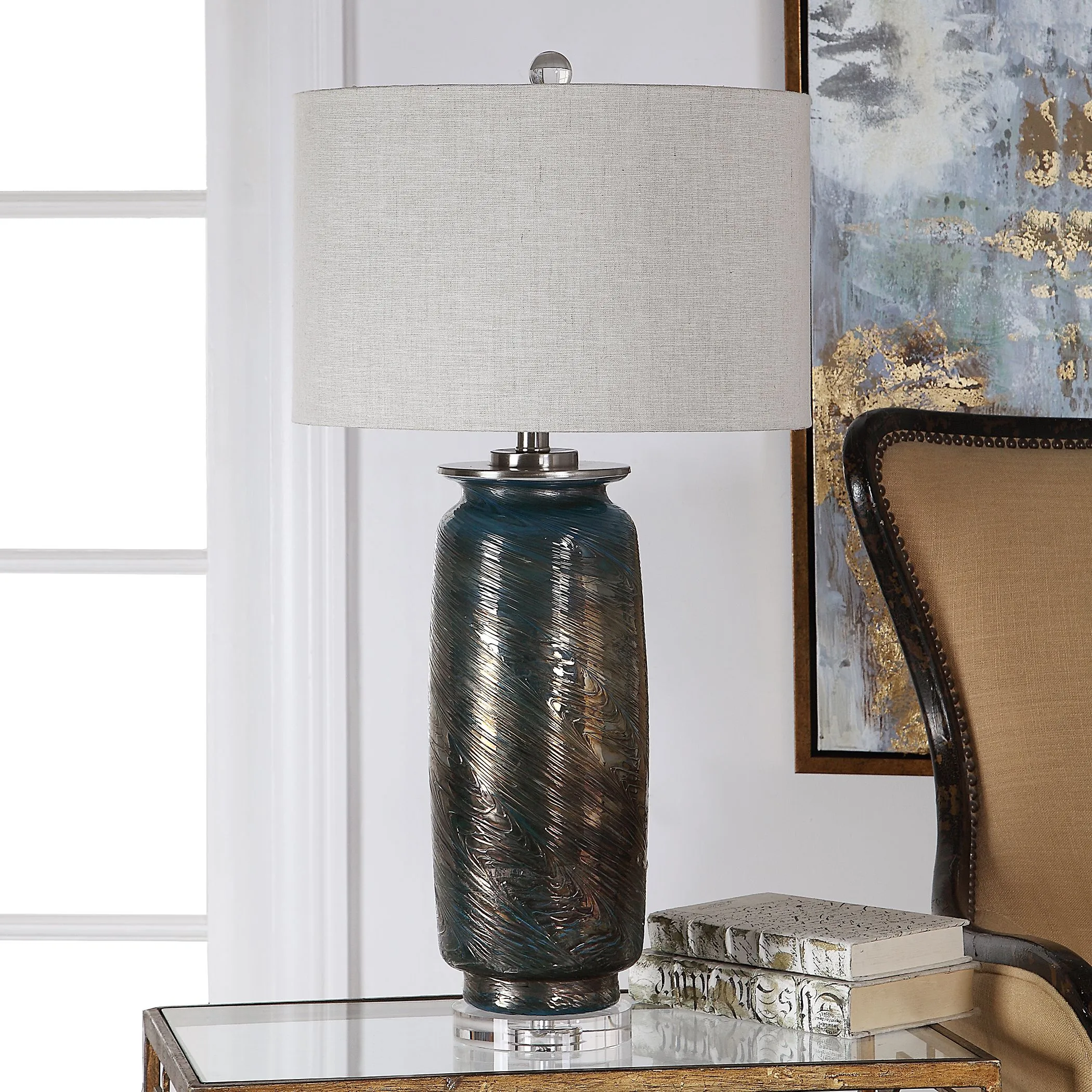 Uttermost Olesya Swirl Glass Table Lamp