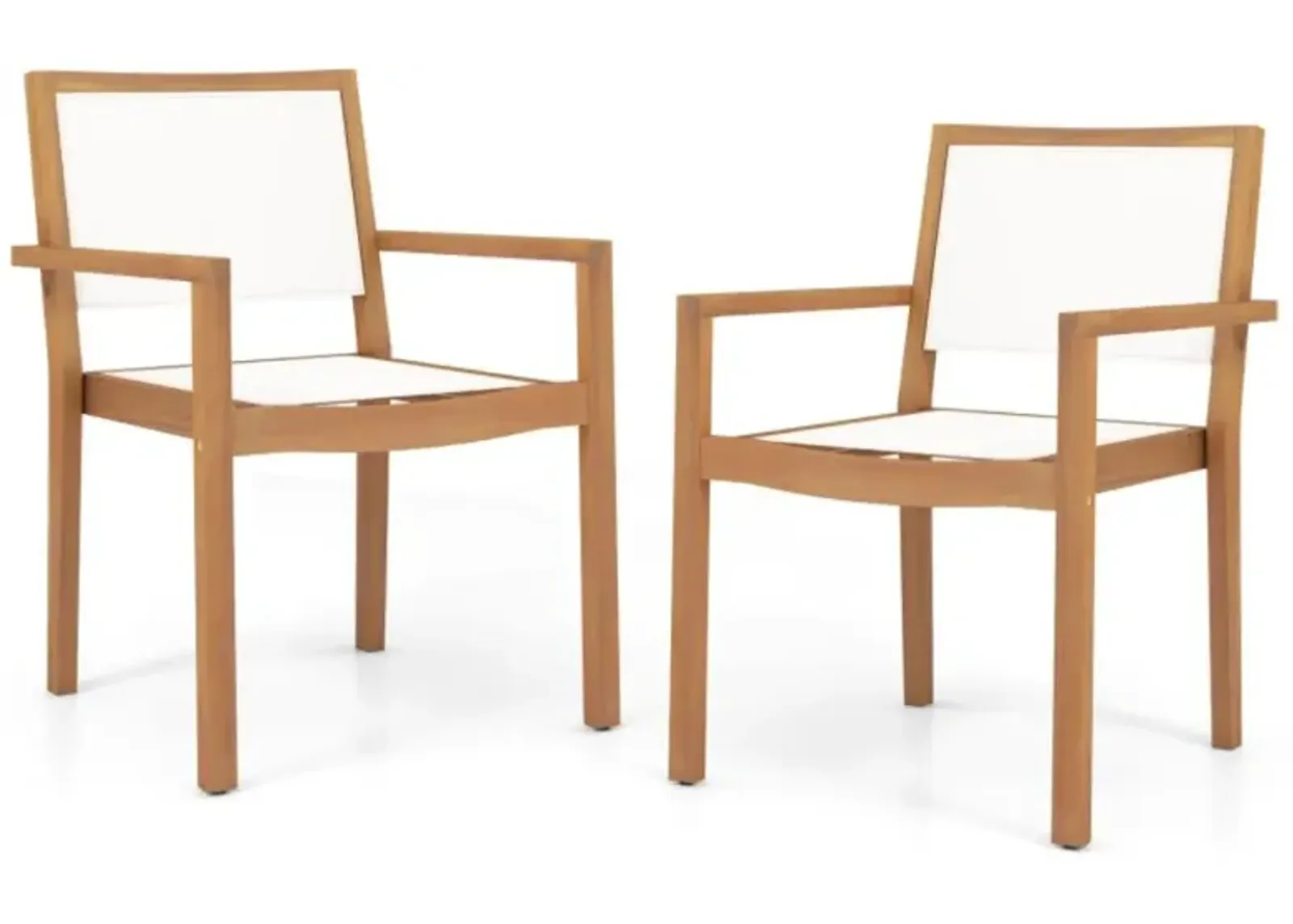 Hivvago Stackable Outdoor Dining Chair Set of 2 with Acacia Wood Frame