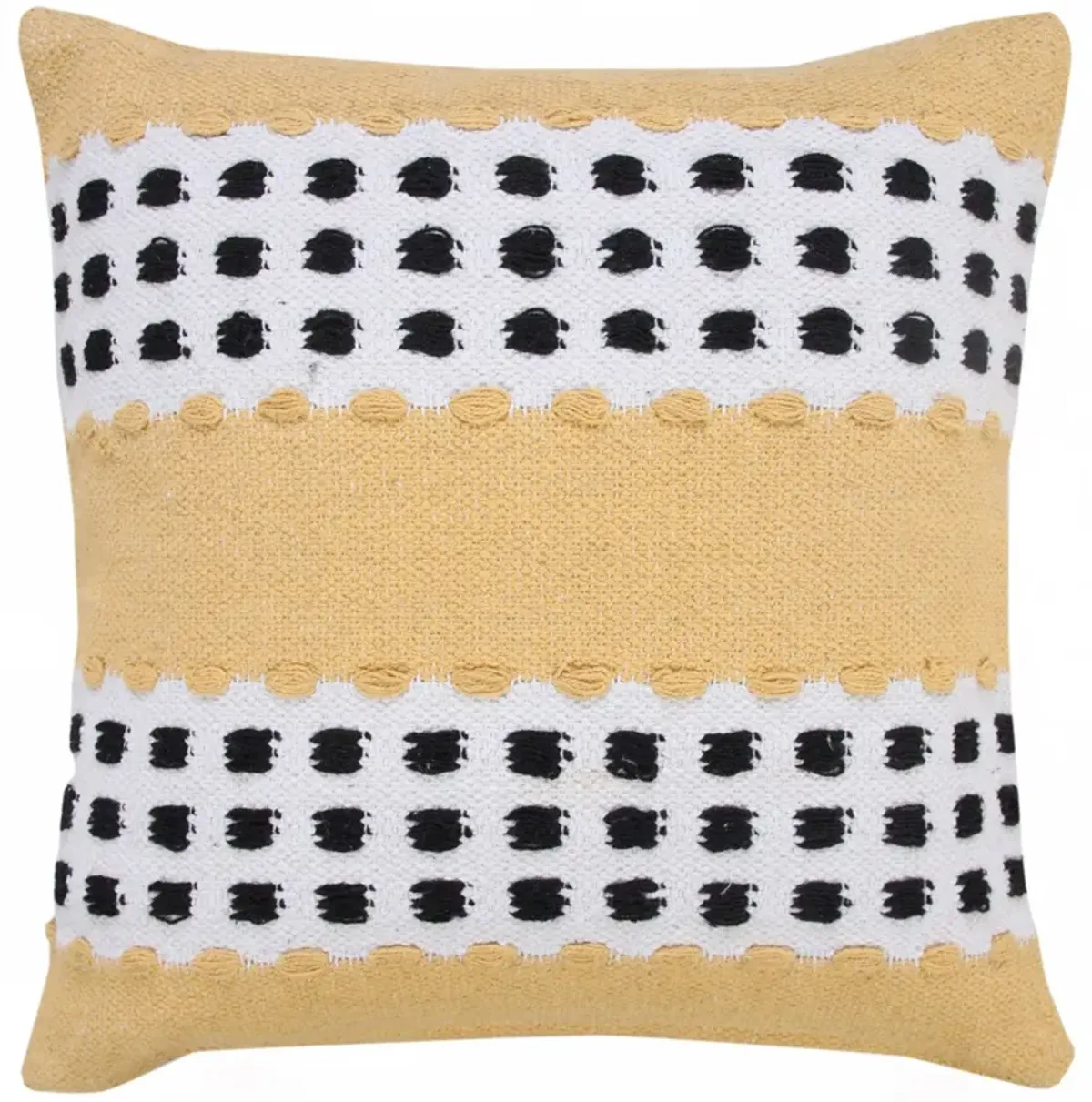 20" Yellow and White Dash Grid Striped Square Throw Pillow
