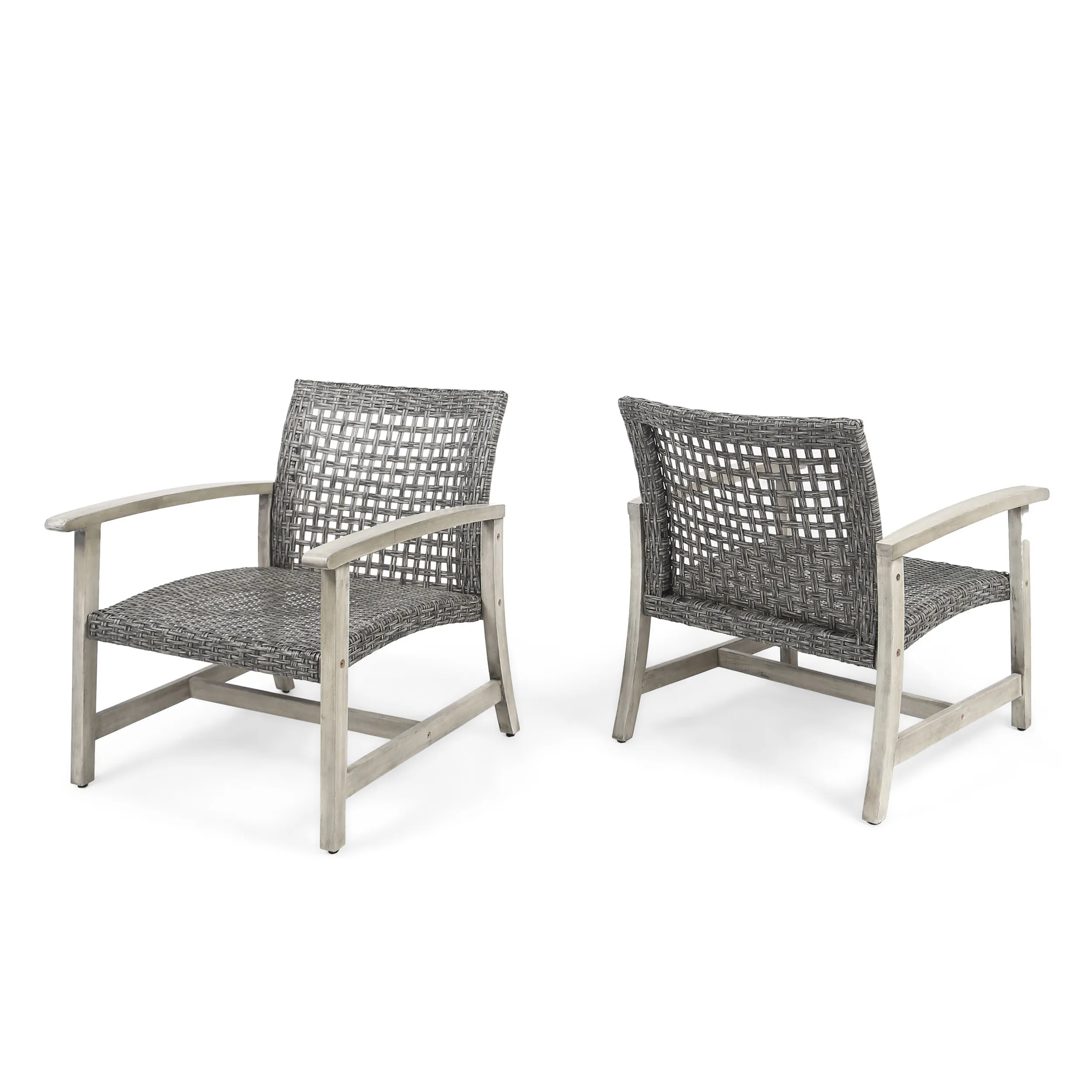 Merax 2 Pieces Outdoor Wicker Club Chairs Set