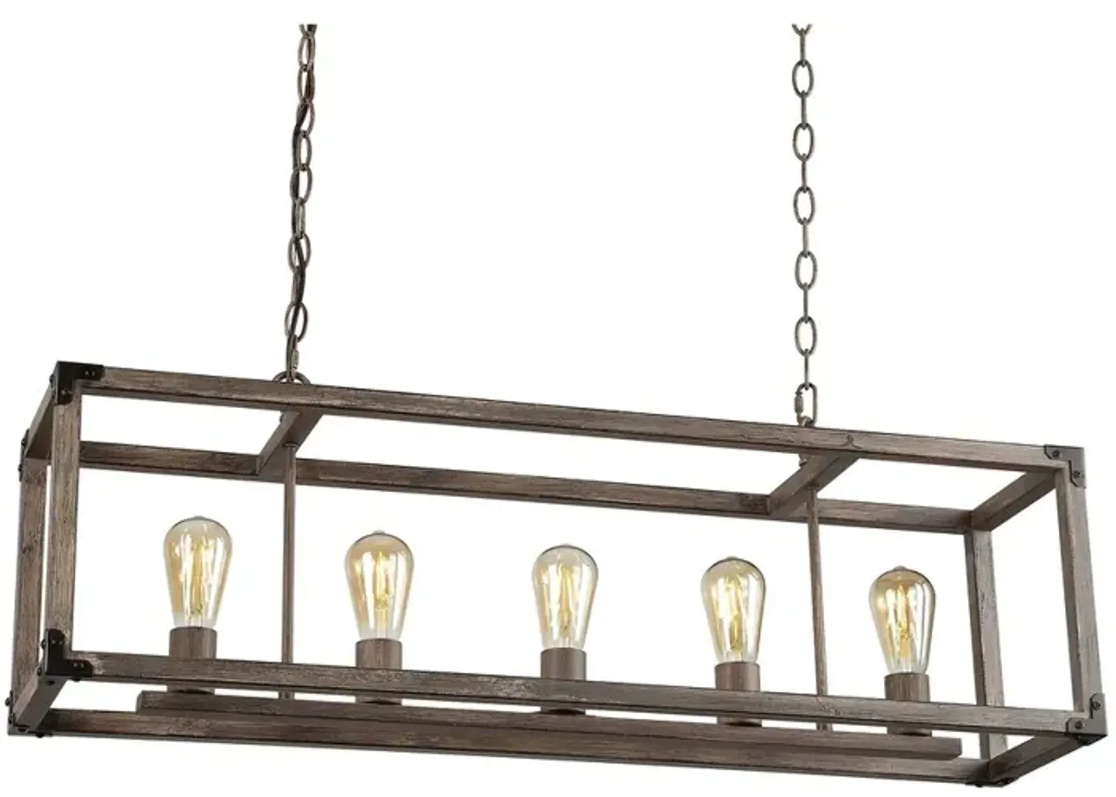 Magnolia 5-Light Linear Adjustable Iron Rustic Farmhouse LED Pendant