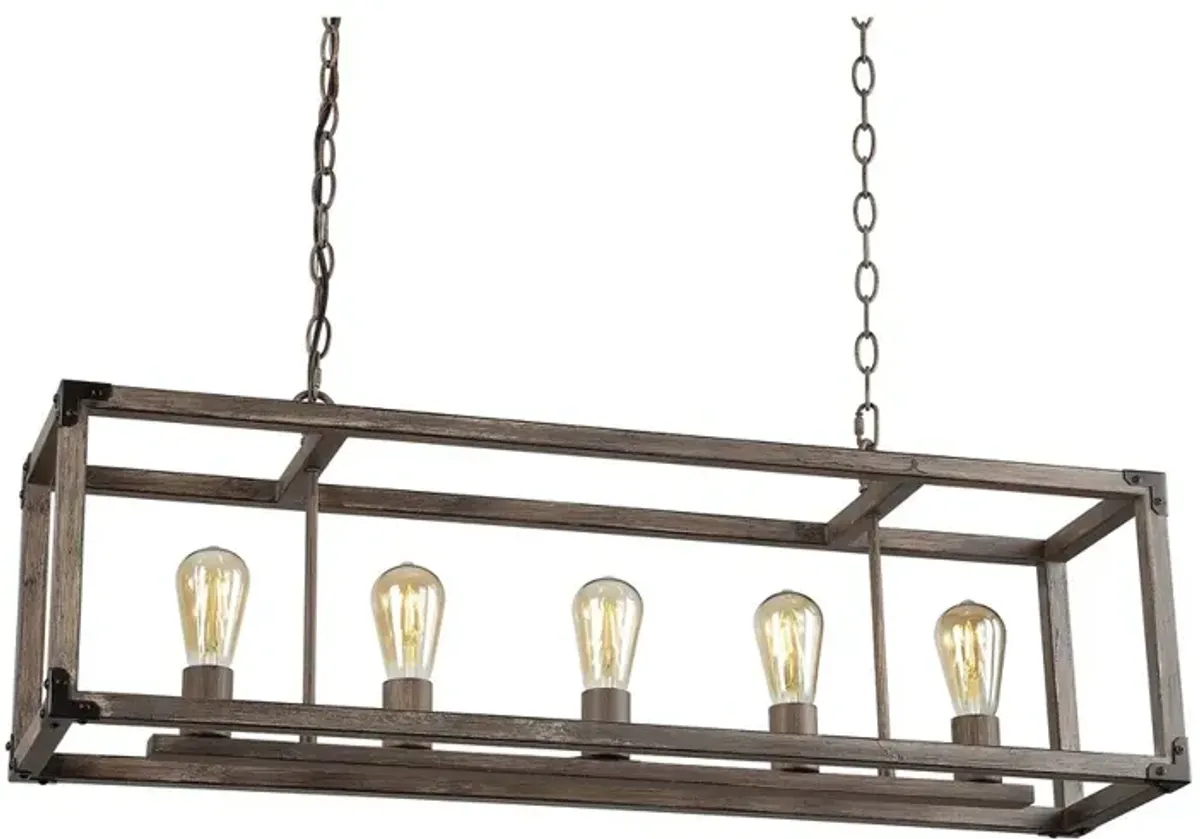 Magnolia 5-Light Linear Adjustable Iron Rustic Farmhouse LED Pendant