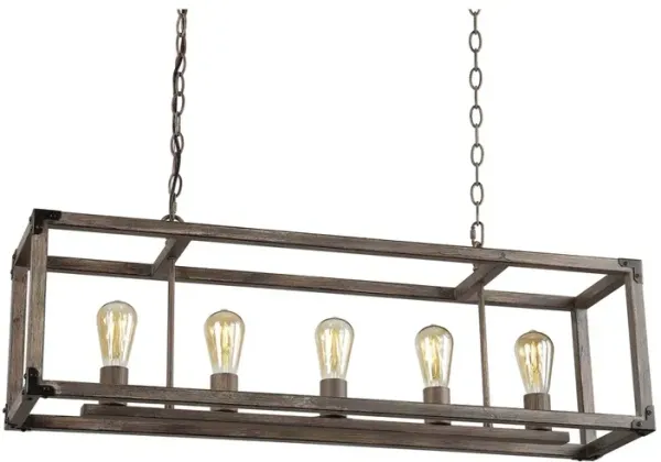 Magnolia 5-Light Linear Adjustable Iron Rustic Farmhouse LED Pendant