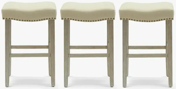 WestinTrends 29" Upholstered Saddle Seat Antique Gray Counter Stool (Set of 3)