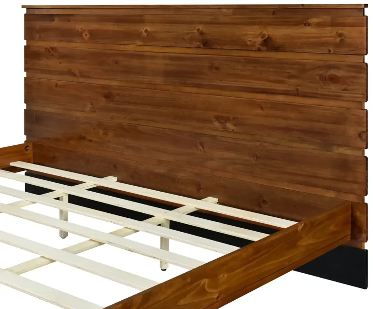 Merax Mid-Century Modern Solid Wood Platform Bed Frame