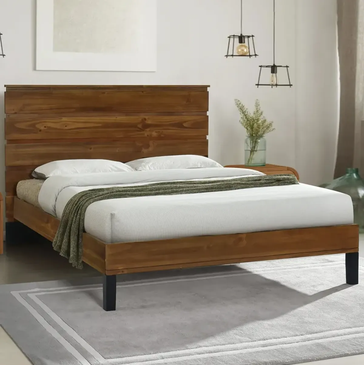 Merax Mid-Century Modern Solid Wood Platform Bed Frame