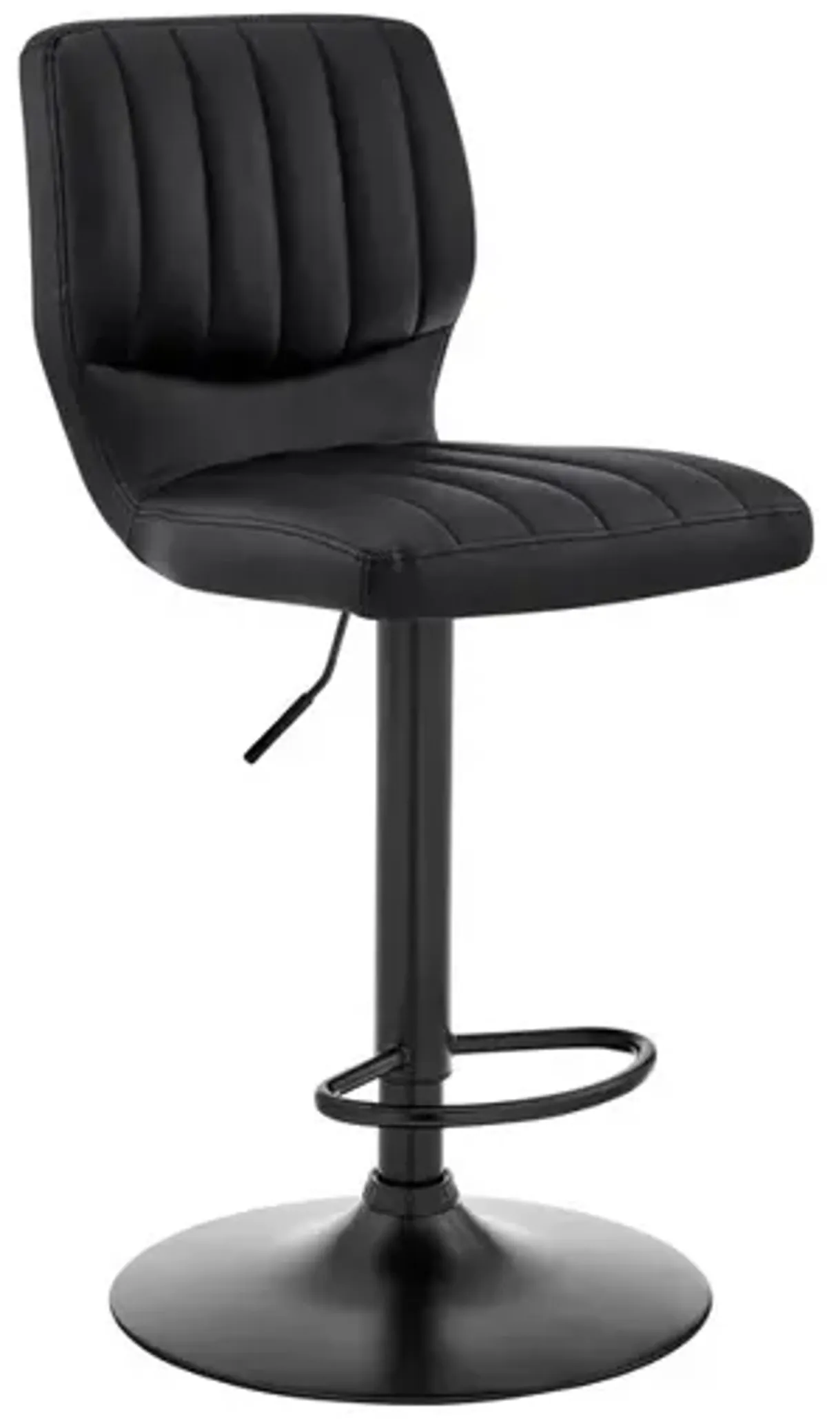 21 Inch Metal and Leatherette Swivel Bar Stool, Black - Benzara