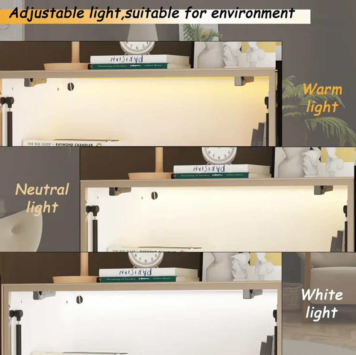 FUFU&GAGA White Mdf 4-Shelf Bookcase with Doors (31.5-in W x 63-in H x 15.7-in D),White