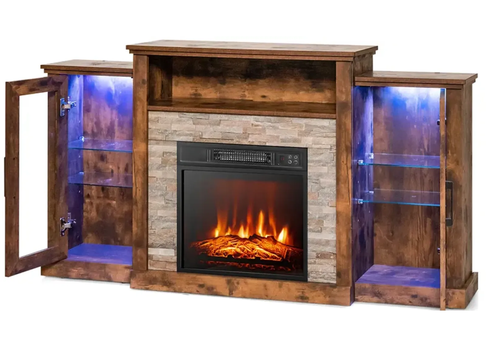 LED Fireplace TV Stand with 16-Color Lights for TVs up to 65 Inches