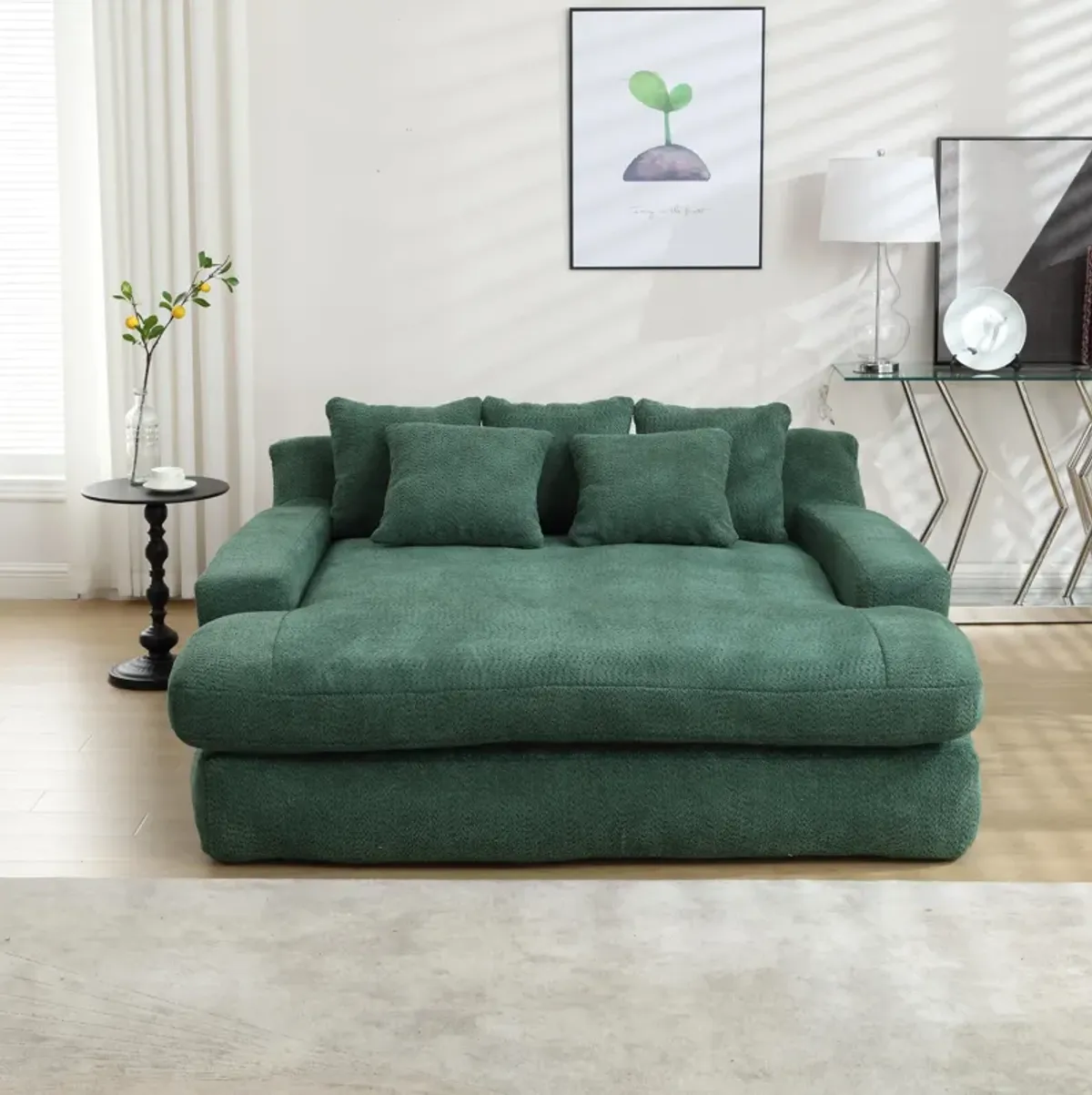 Merax Chenille 2-seater Lazy Sofa With 5 Back Pillows