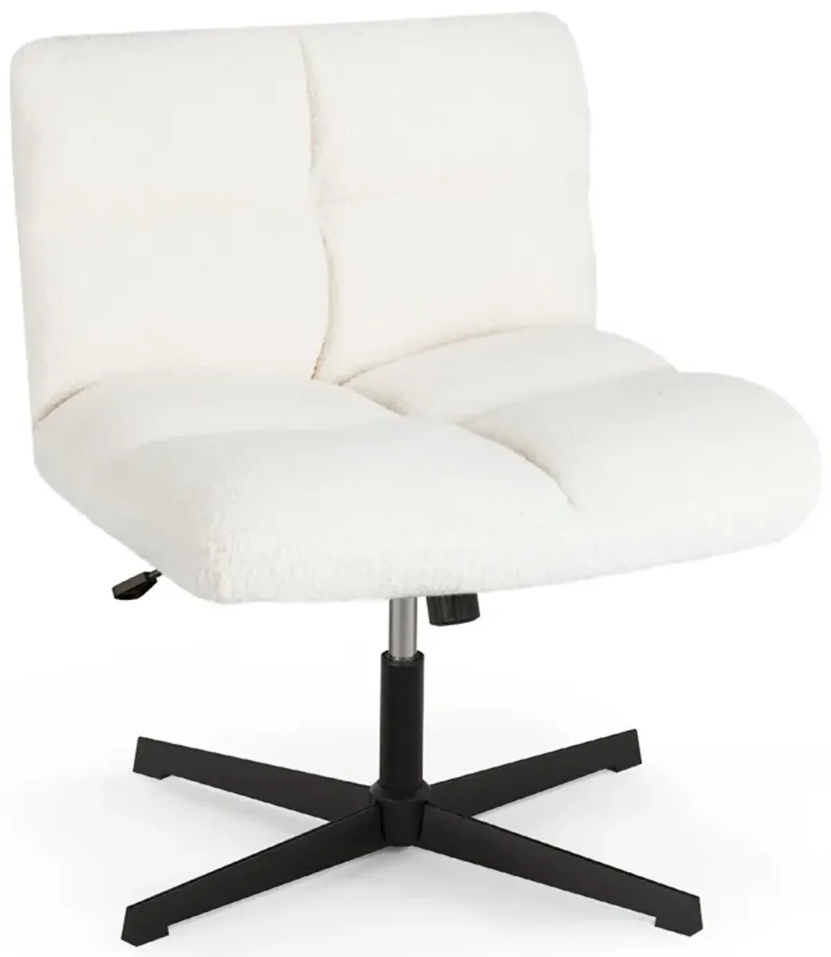 Adjustable Height Armless Office Chair with Cross-Legged Design and Imitation Lamb Fleece