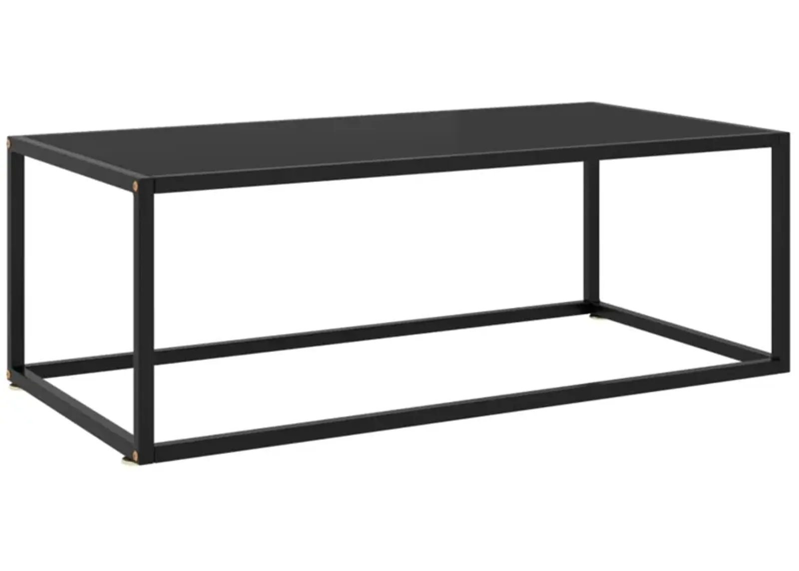 vidaXL Modern Rectangular Coffee Table | Black Tempered Glass and Powder-Coated Steel | Easy Assembly | Functional Living Room Furniture