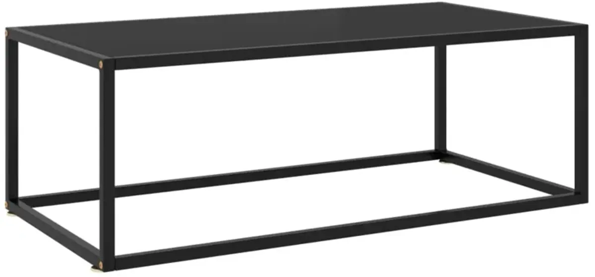 vidaXL Modern Rectangular Coffee Table | Black Tempered Glass and Powder-Coated Steel | Easy Assembly | Functional Living Room Furniture