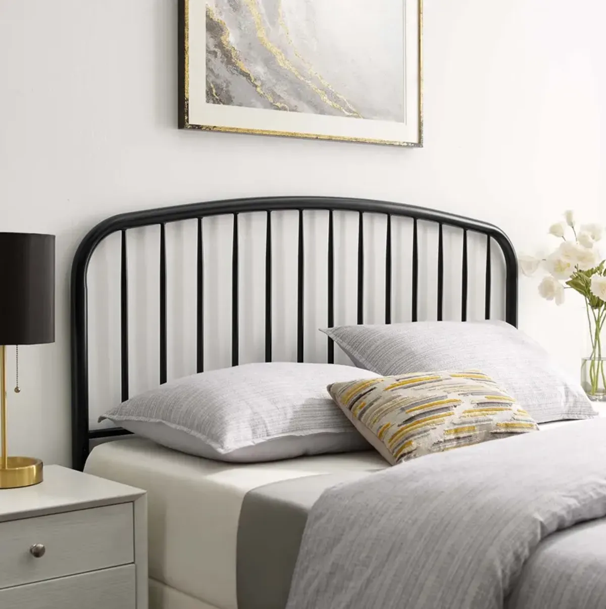 Modway - Nova Queen Metal Headboard Black